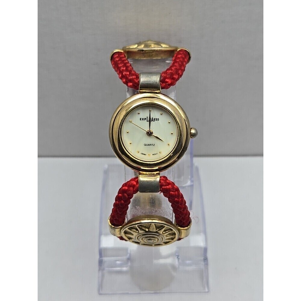 LA Express Womens Watch Red Braided Cord Concho Gold New Battery Southwestern